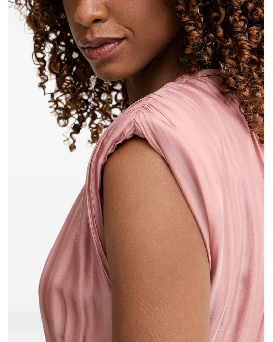 Haveone Pink Gathered Side-Slit Maxi Dress