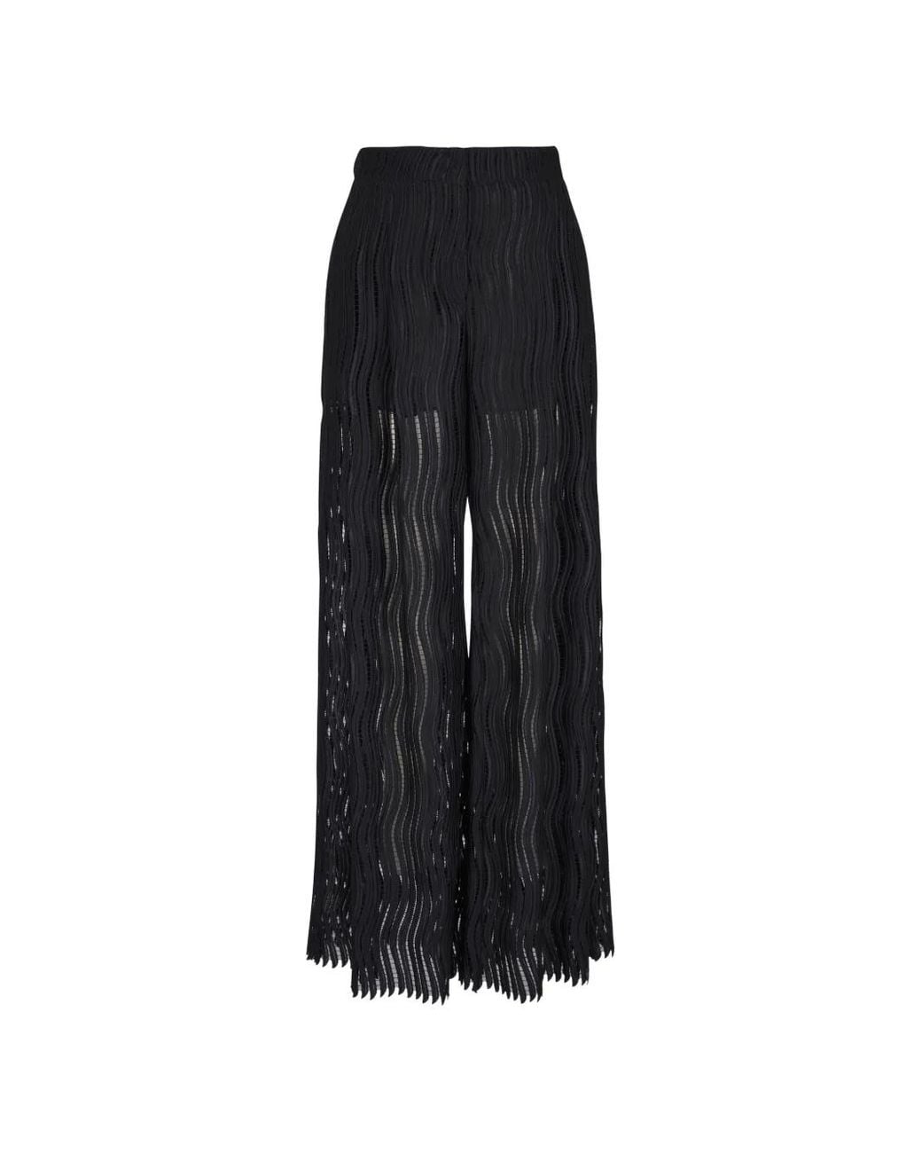Akris Black Cassie Wave-Pattern Trousers