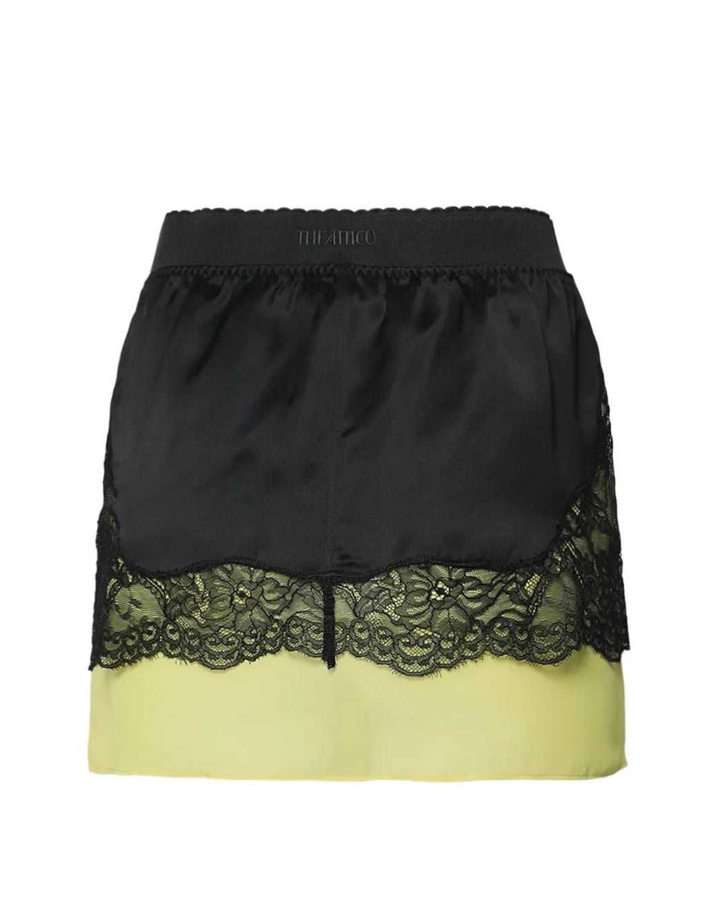 The Attico Black Lace-Trim Layered Mini Skirt