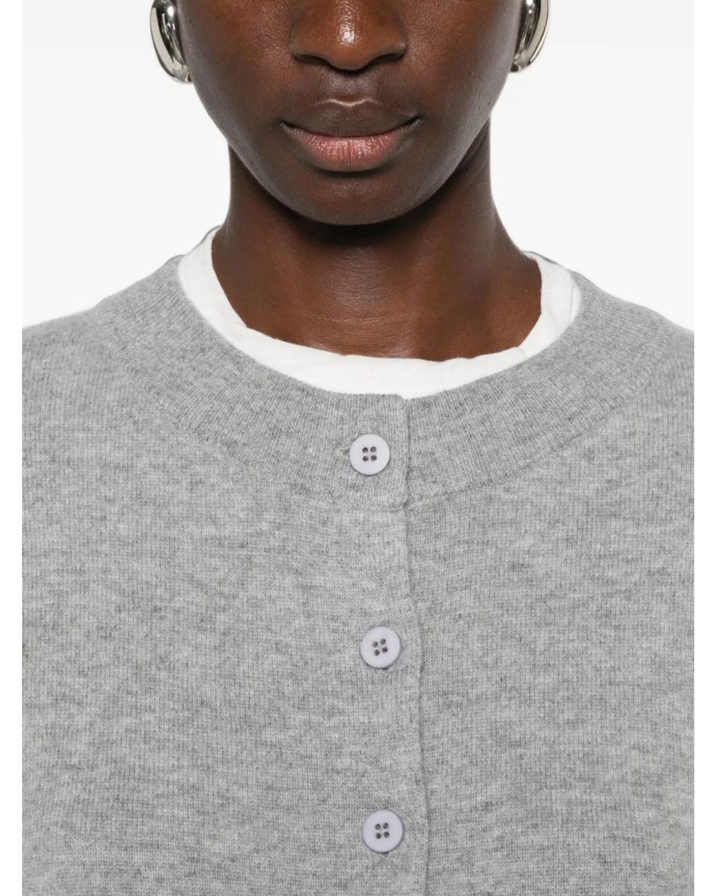 Le Petite Pulle Gray Button-Up Crew-Neck Cardigan