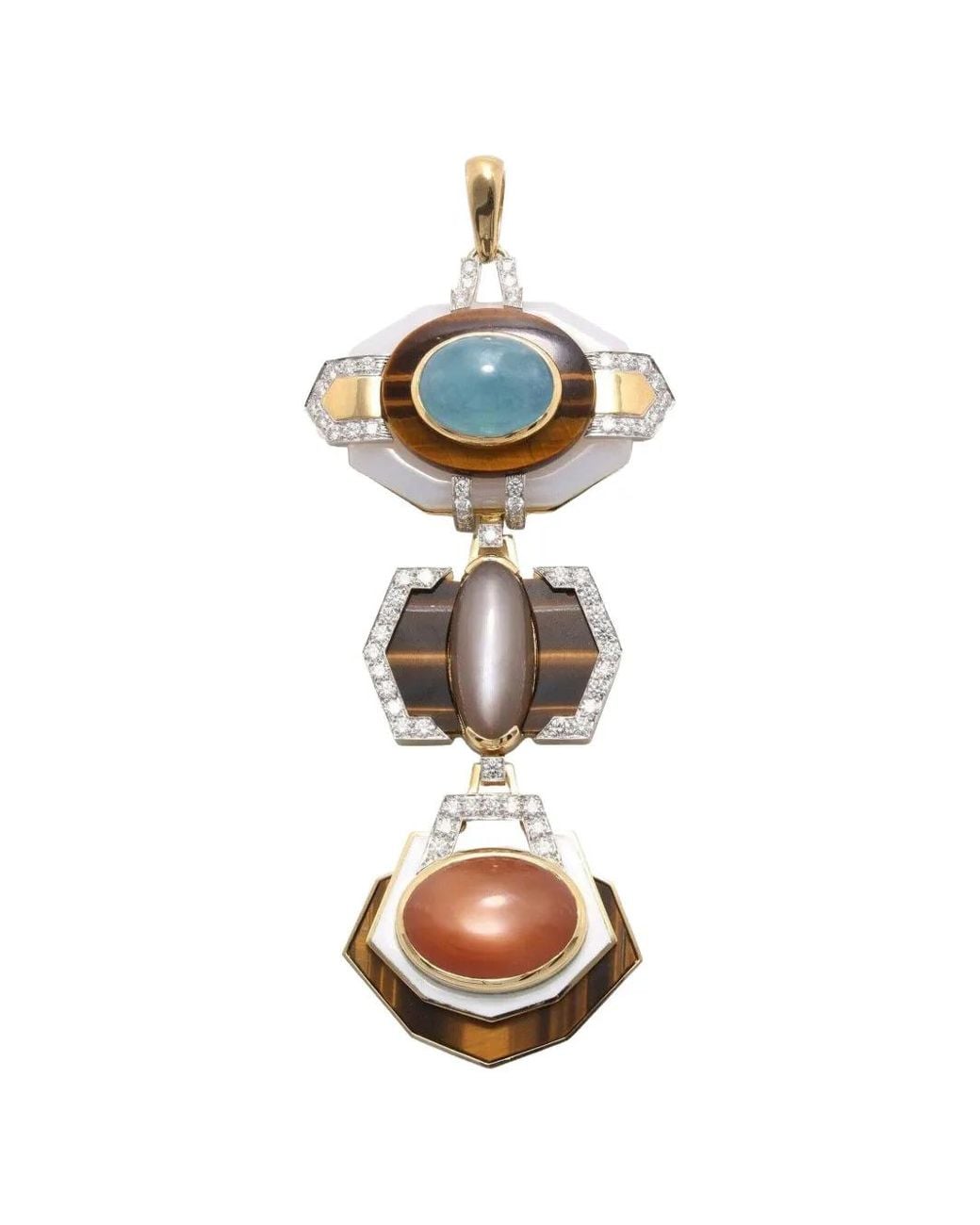 David Webb White Aquamarine And Diamond Pendant