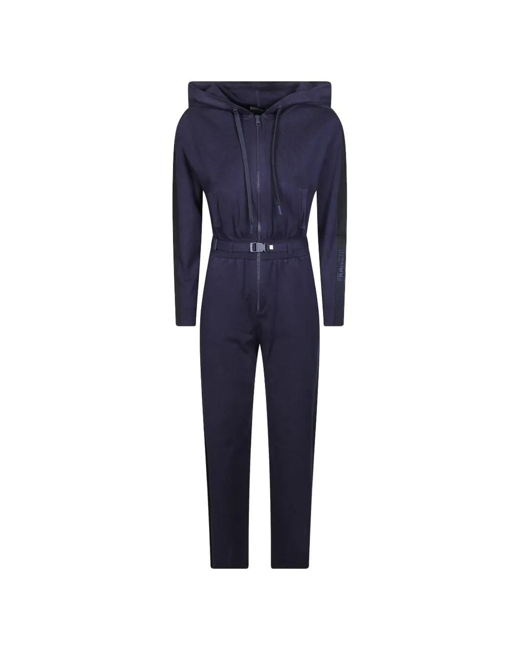 Elisabetta Franchi Blue Belted Hooded Jumpsuit