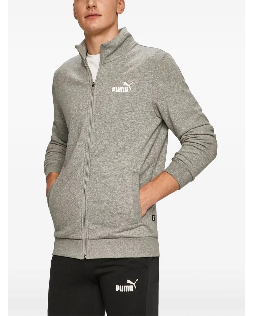 PUMA Gray Logo-Print Zip-Up Tracksuit (Set Of Two) for men