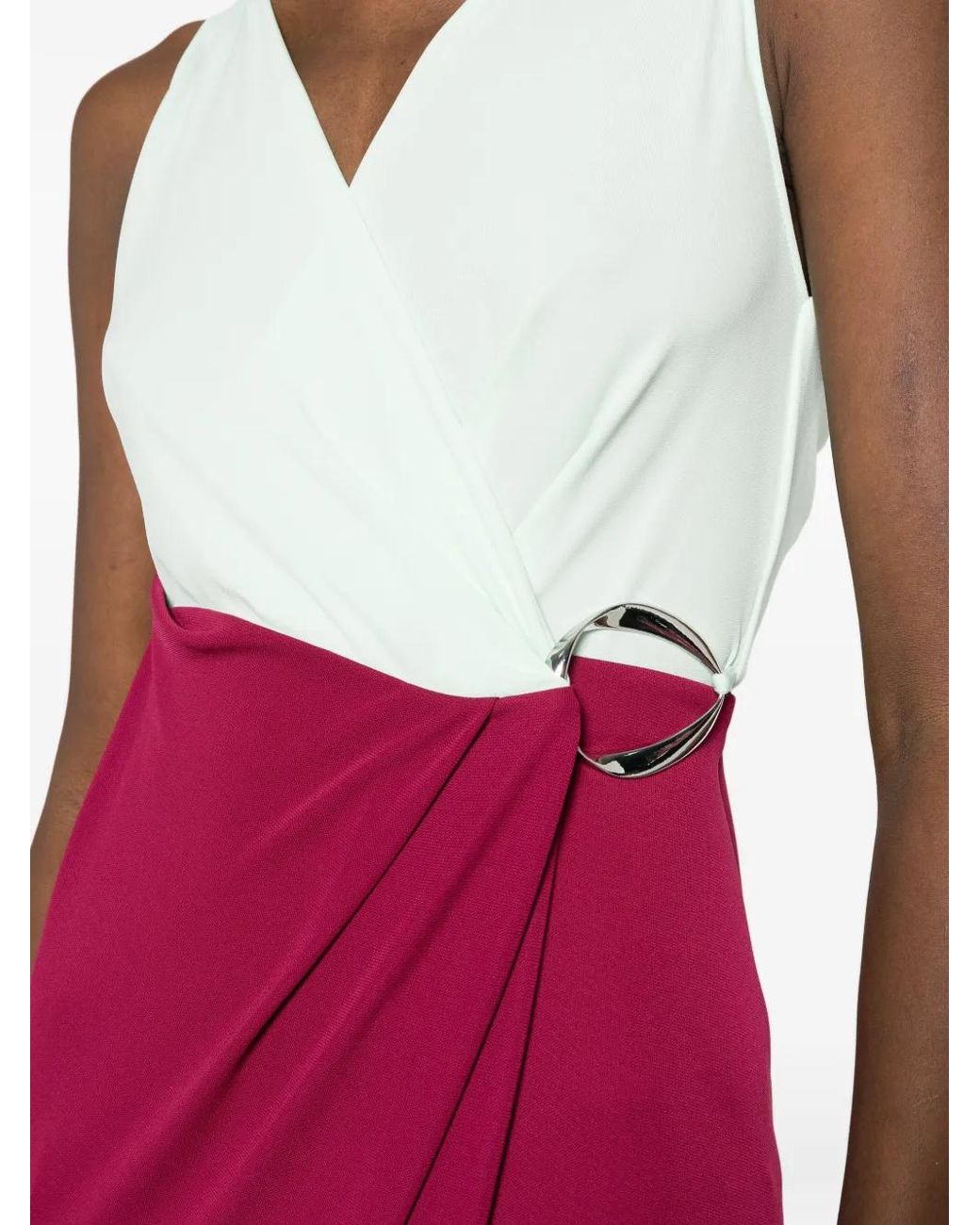 Patrizia Pepe Pink Robe Longue À Design Colour Block