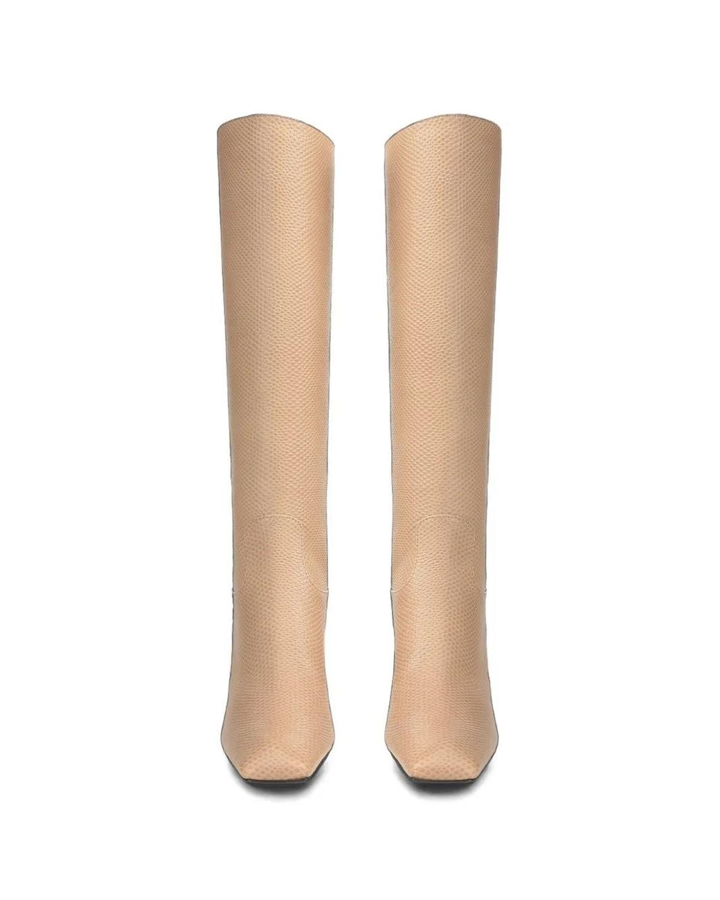 Sergio Rossi White Sculpt Lizard-Effect Leather Boots