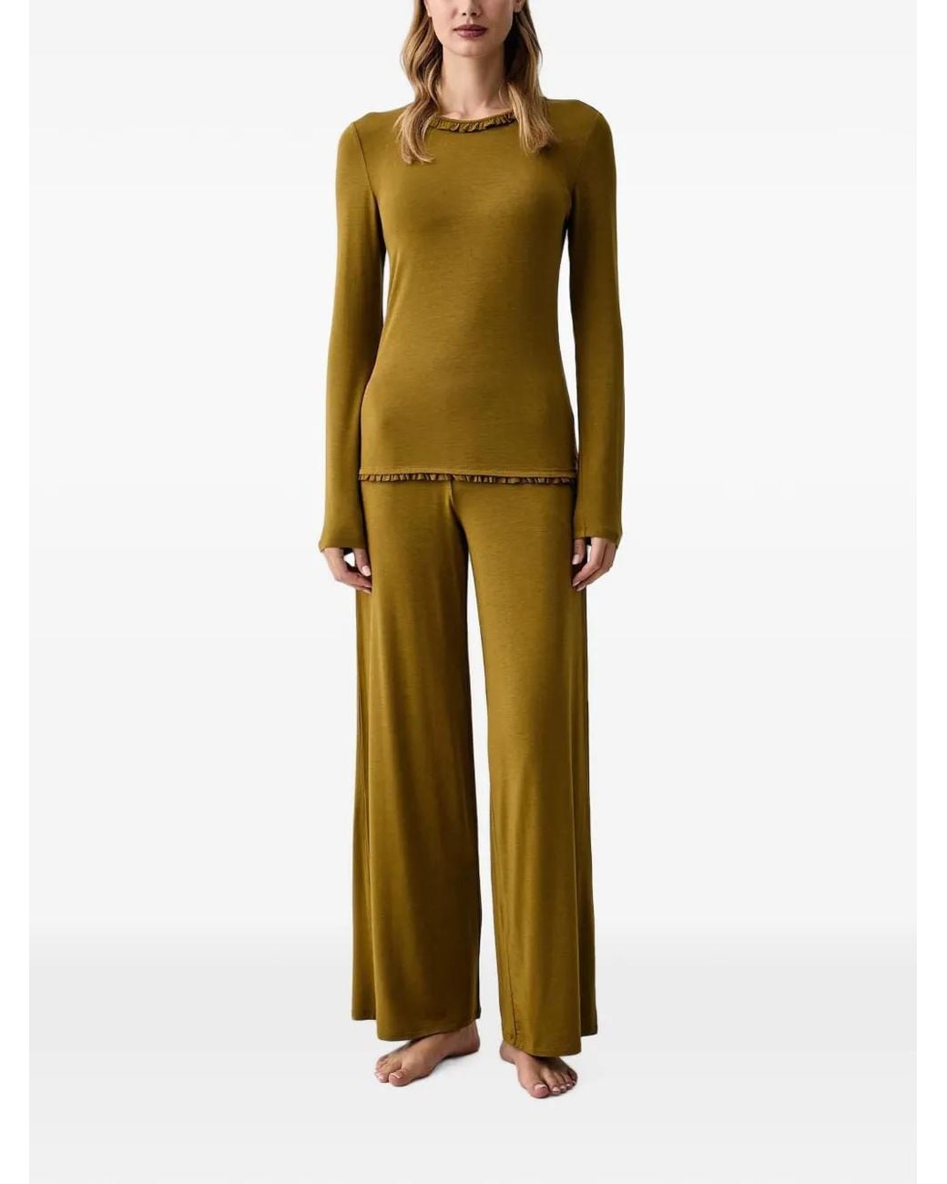 Twinset Green Ruffled Long-Sleeve Pyjamas