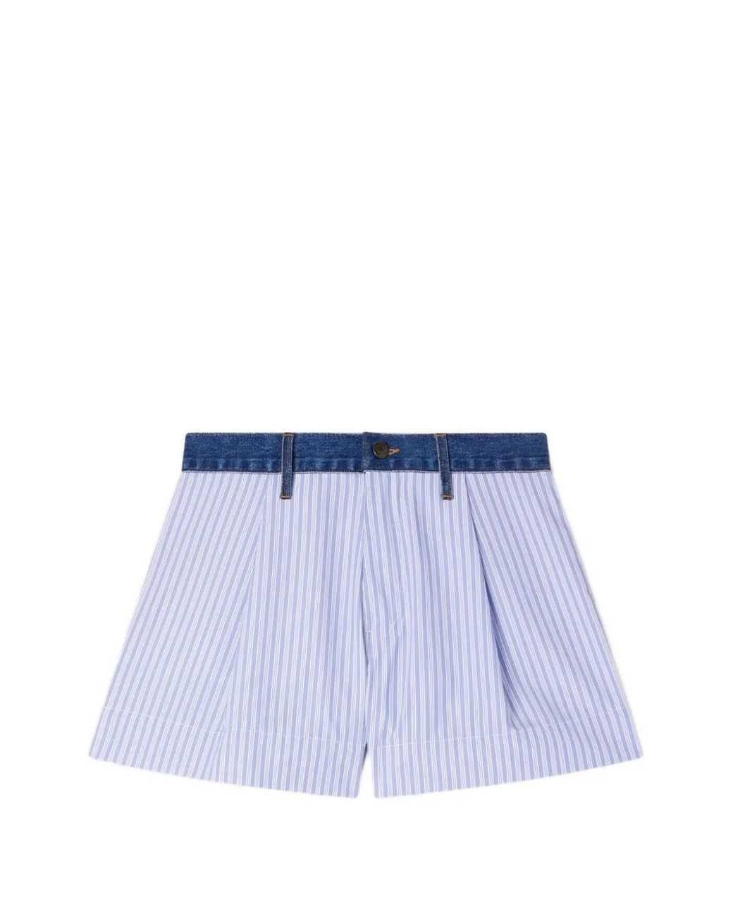Sandro Blue Striped Shorts With Denim Details