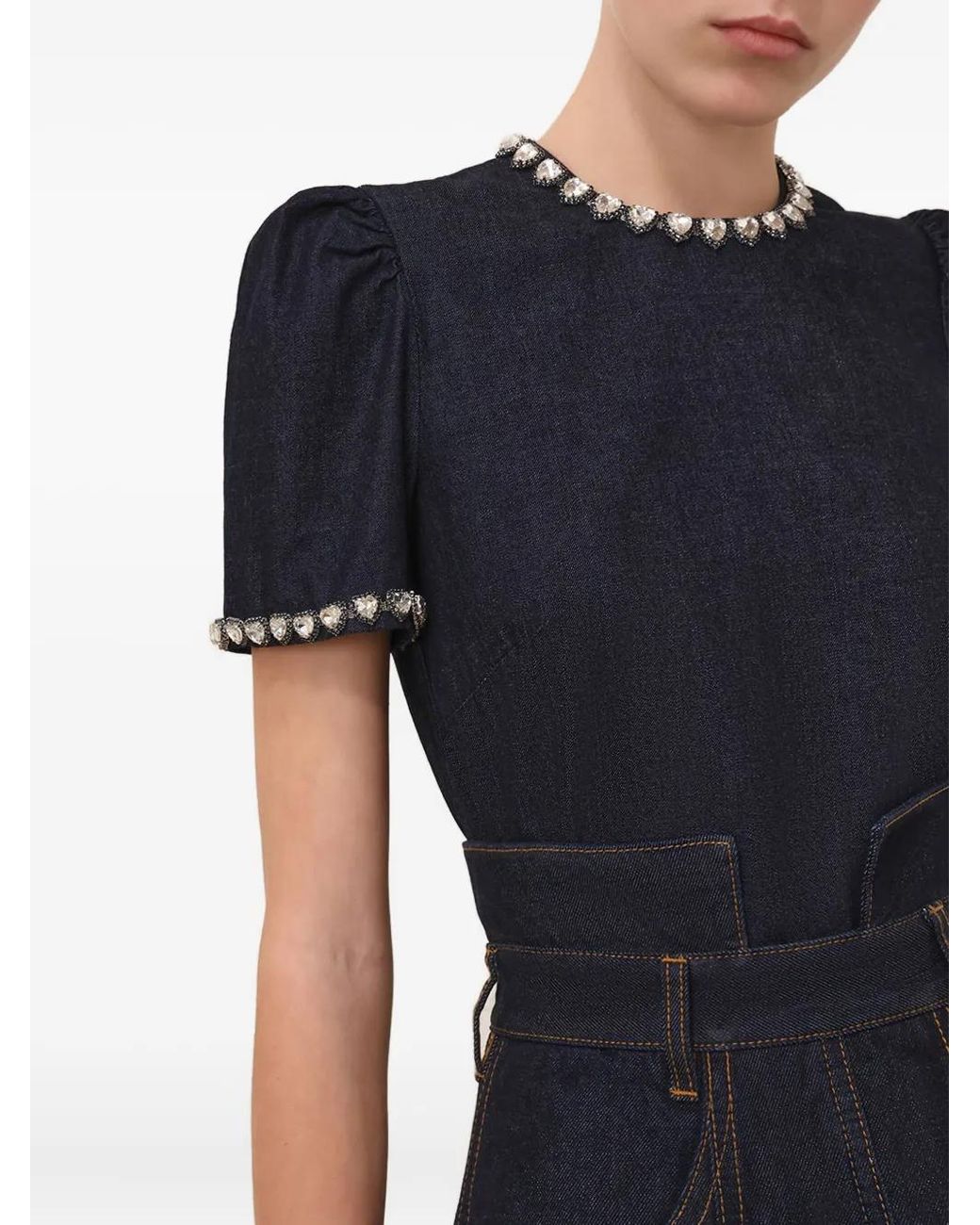 Zimmermann Blue Embellished Denim Top