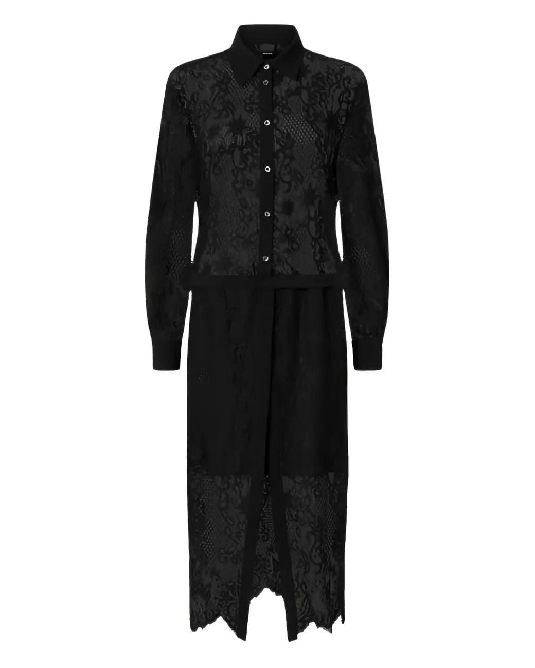Pinko Black Lace-Panel Maxi Dress