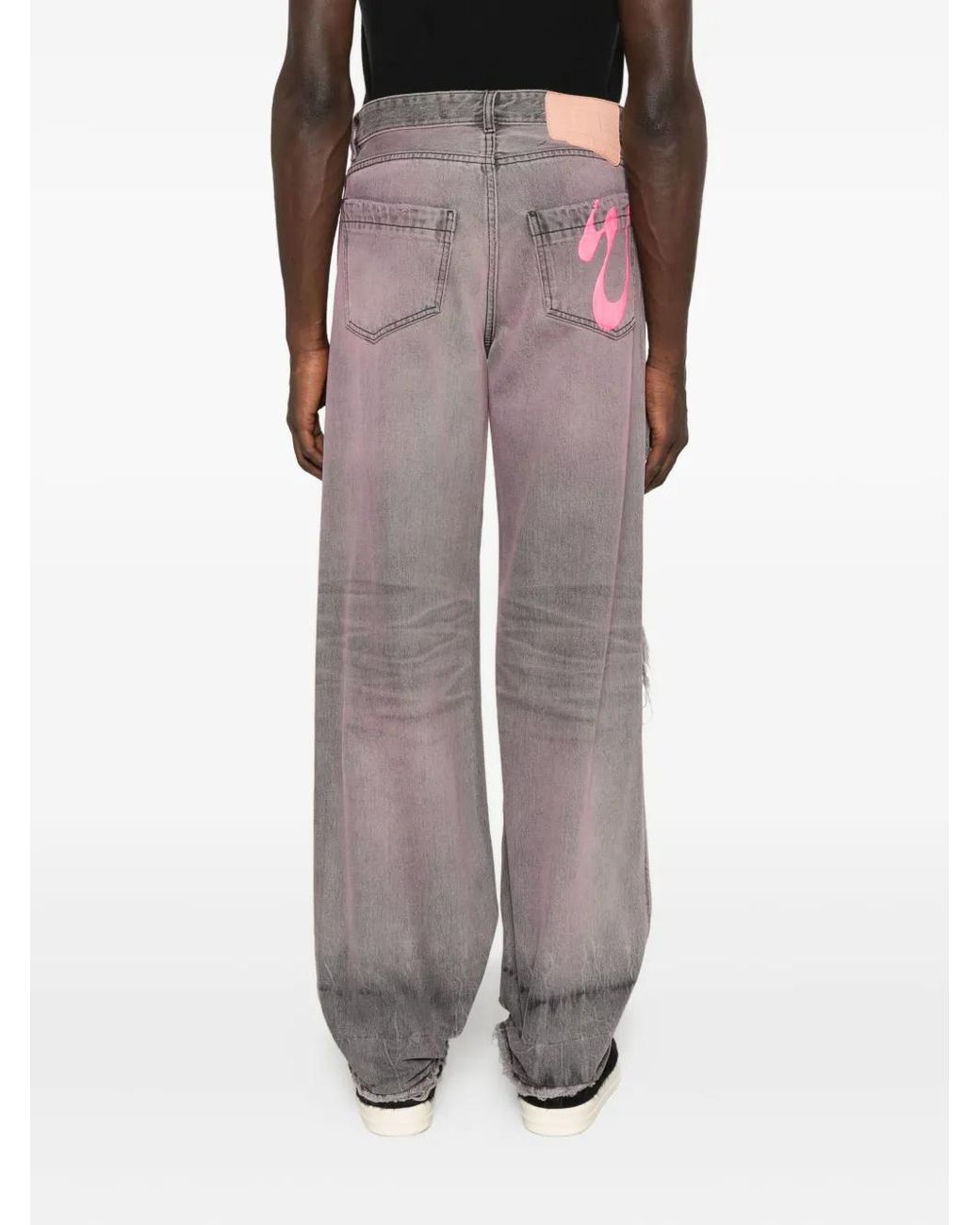 PDF Gray Distressed Frayed Jeans for men