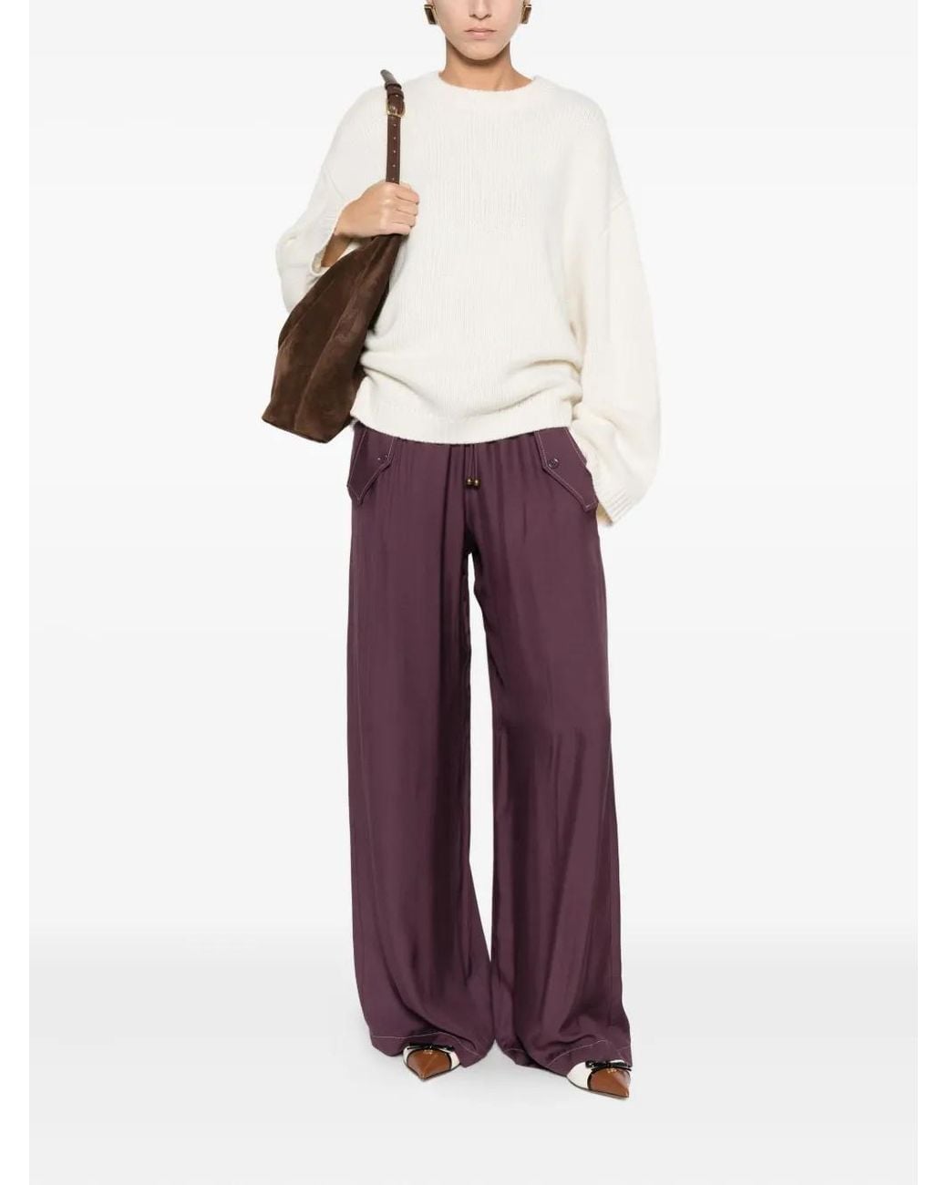 Pinko Purple Drawstring-Fastening Trousers