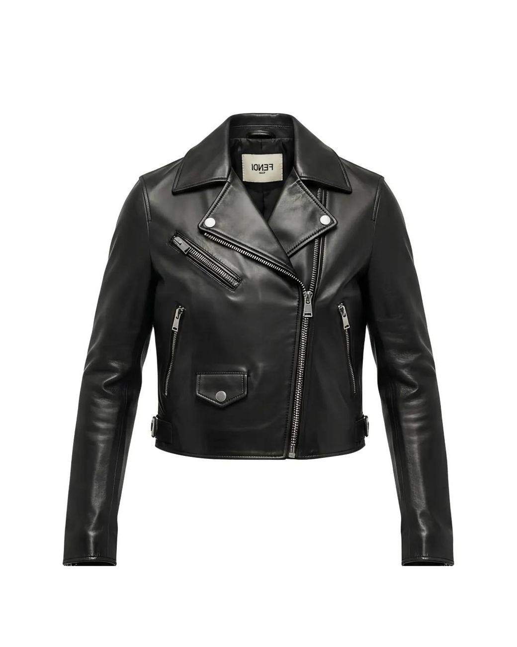 Fendi Black Soft Nappa Leather Biker Jacket