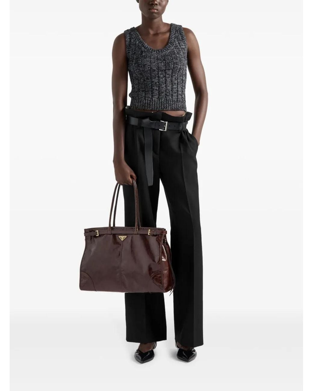 Prada Black Wool Tailored Trousers