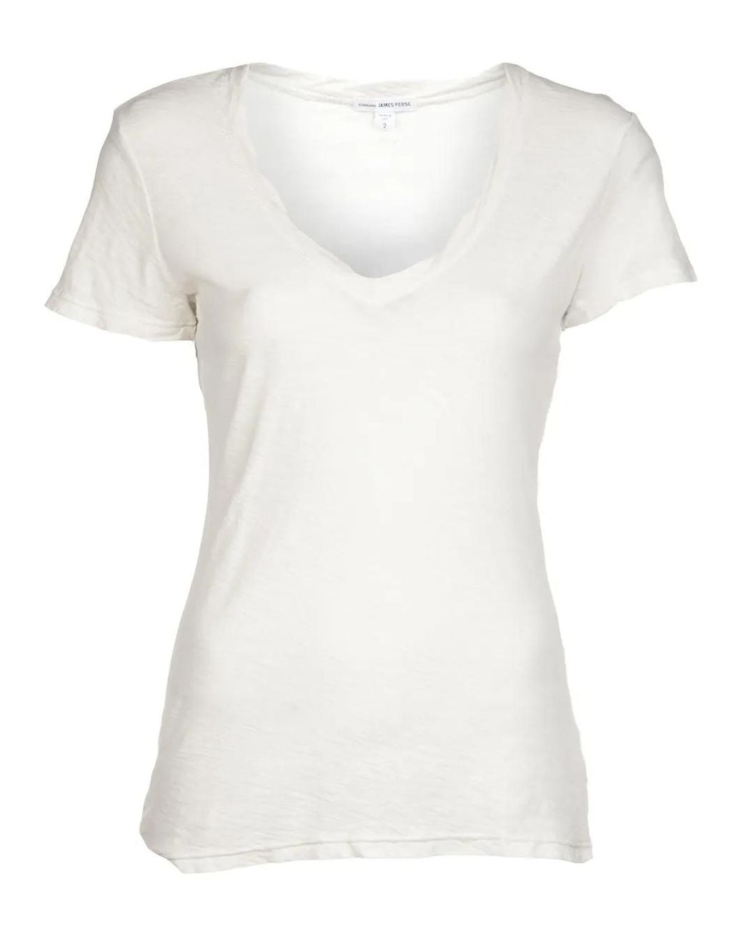 James Perse White Casual V-Neck T-Shirt