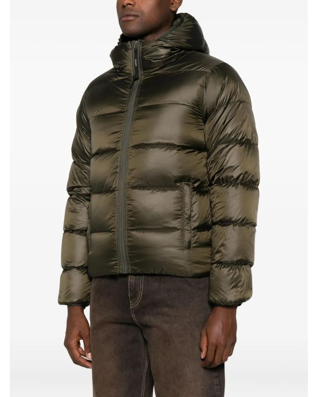 Aspesi Green Hooded Padded Coat for men