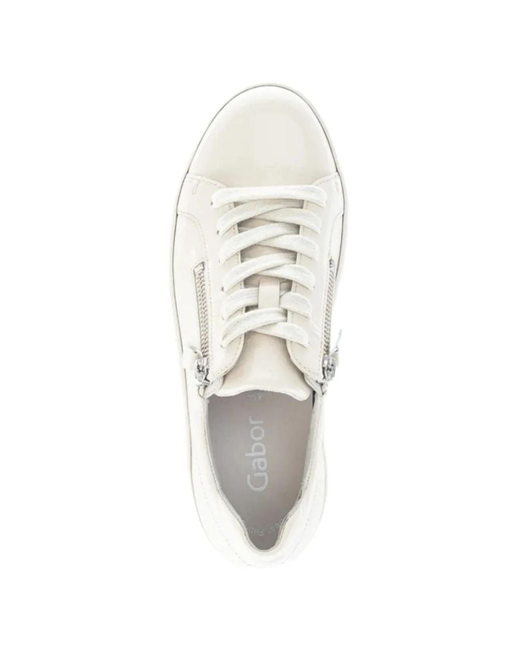 Gabor White Side-Zip Low-Top Sneakers