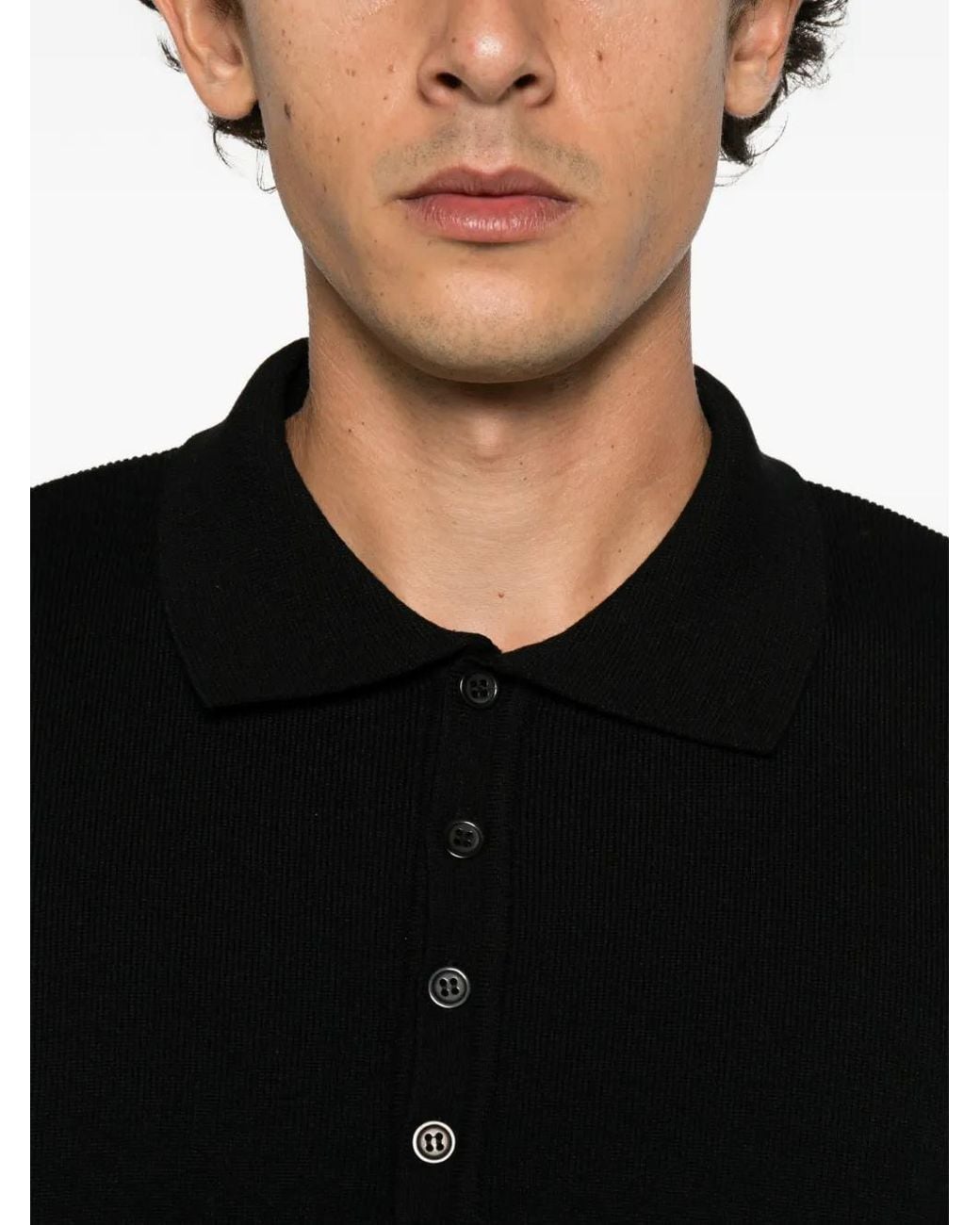 MARSĒM Black Cropped Polo Shirt for men