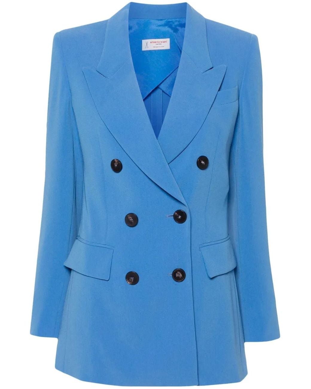 Alberto Biani Blue Double-Breasted Crepe Blazer