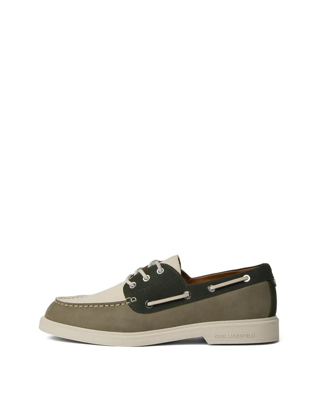 Karl Lagerfeld Green Kori Tri-Color Boat Shoes for men