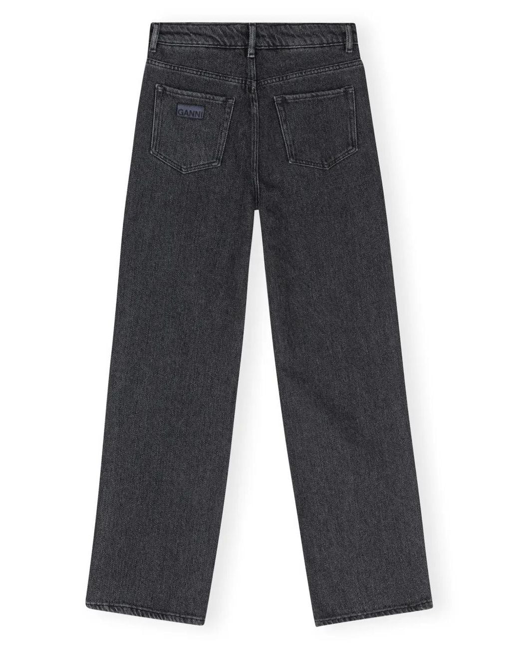 Ganni Blue Drawstring-Fastening Straight-Leg Jeans