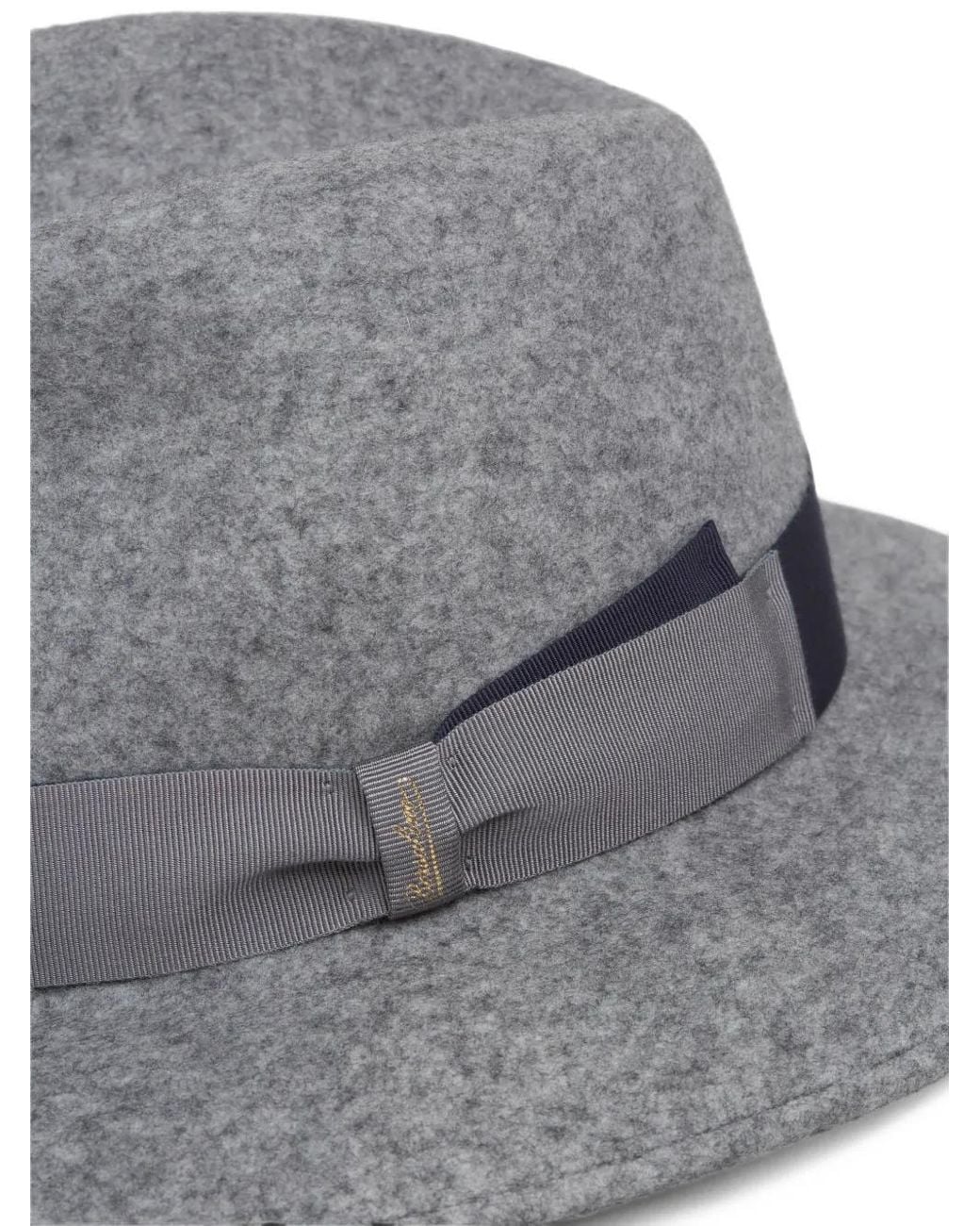 Borsalino Gray Country Grosgrain-Trim Fedora Hat for men