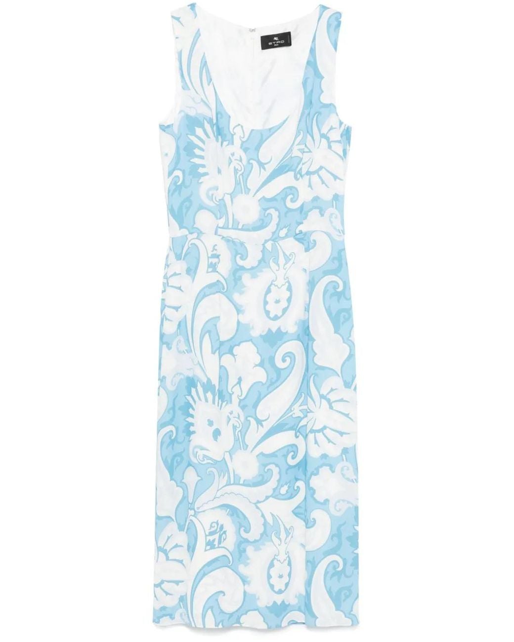 Etro Blue Paisley-Print Midi Dress