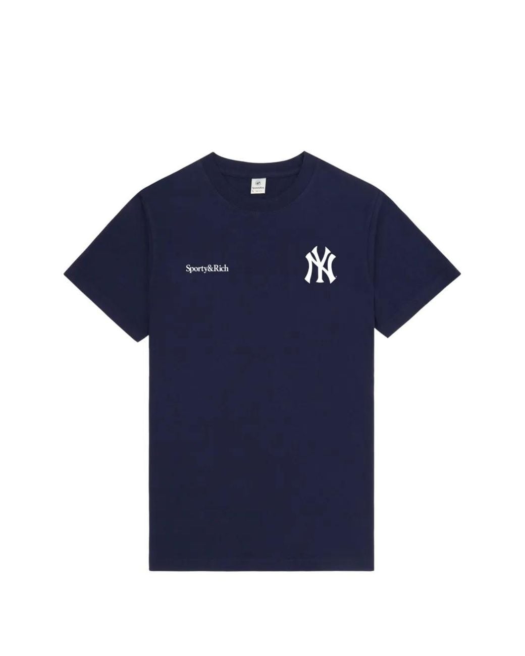 Sporty & Rich Blue Crew-Neck Logo-Detail T-Shirt for men