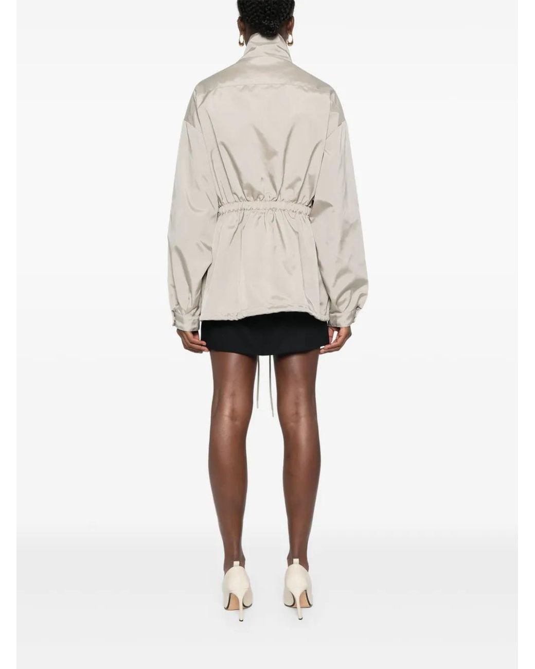 Wardrobe NYC White Drawstring Zip-Up Parka