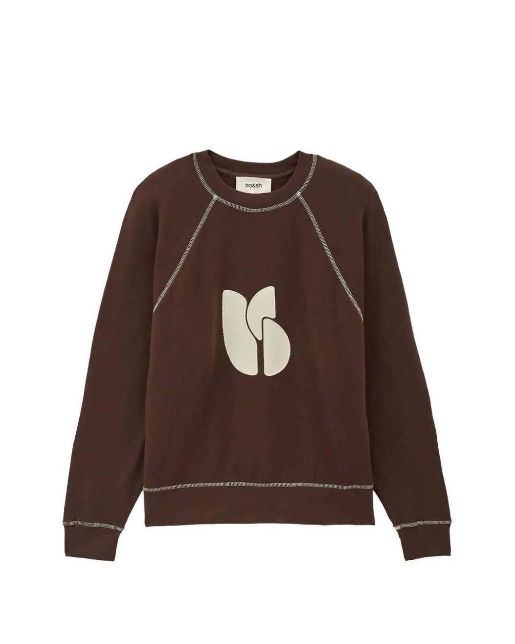 Ba&sh Brown Bart Logo-Patch Sweatshirt