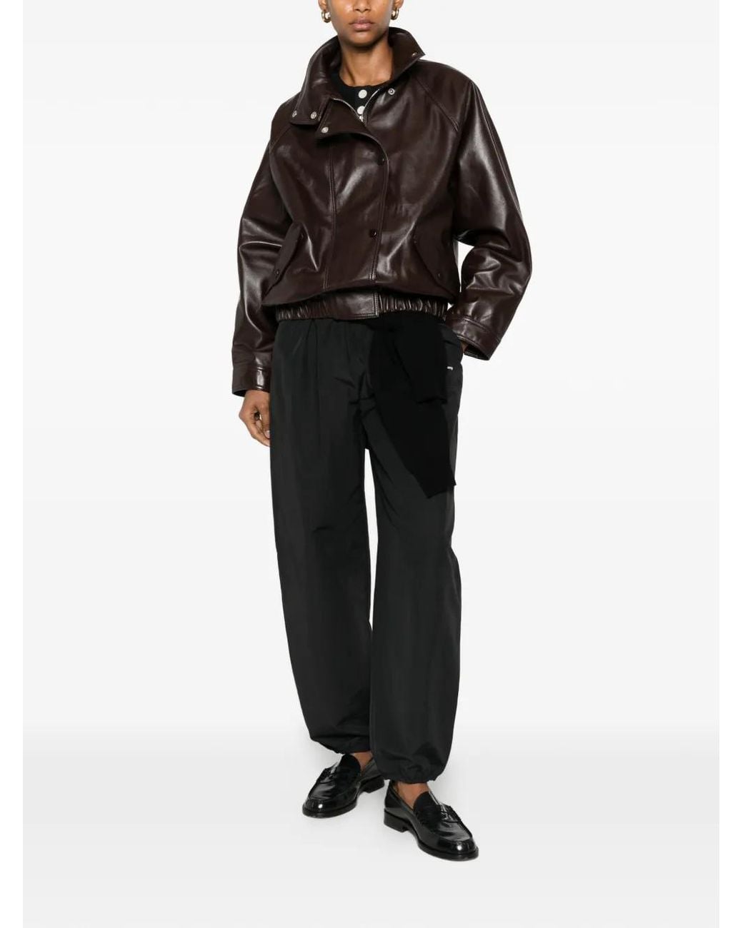 Sandro Black Oversized Leather Jacket