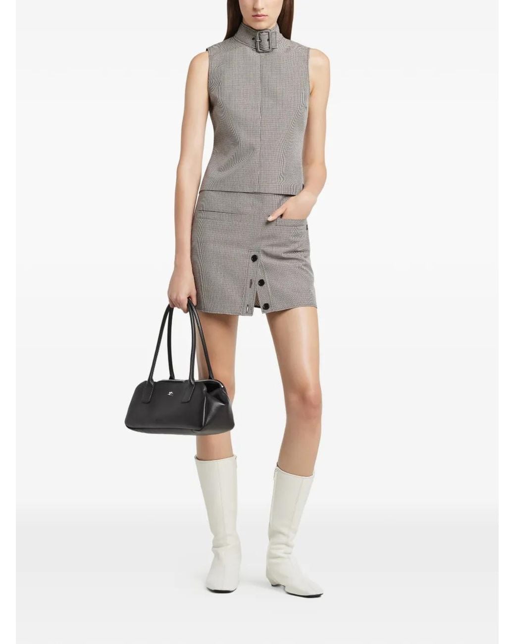 Courreges Gray Houndstooth Top