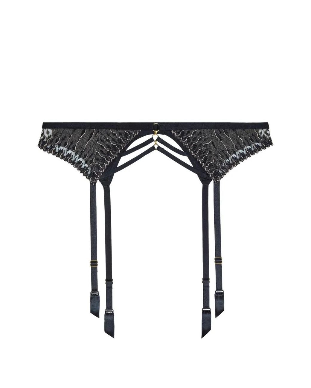 Aubade Black Voodoo Kiss Embroidered Strappy Suspender Belt