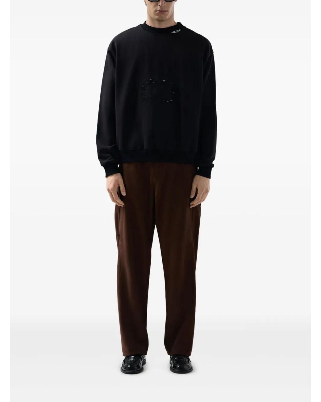 Gcds Black Distressed-Effect Sweatshirt for men