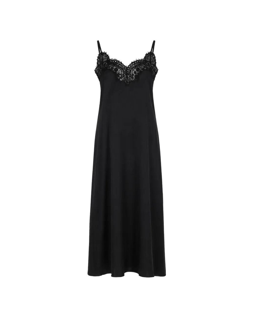 Co. Black Lace-Trim Silk Dress