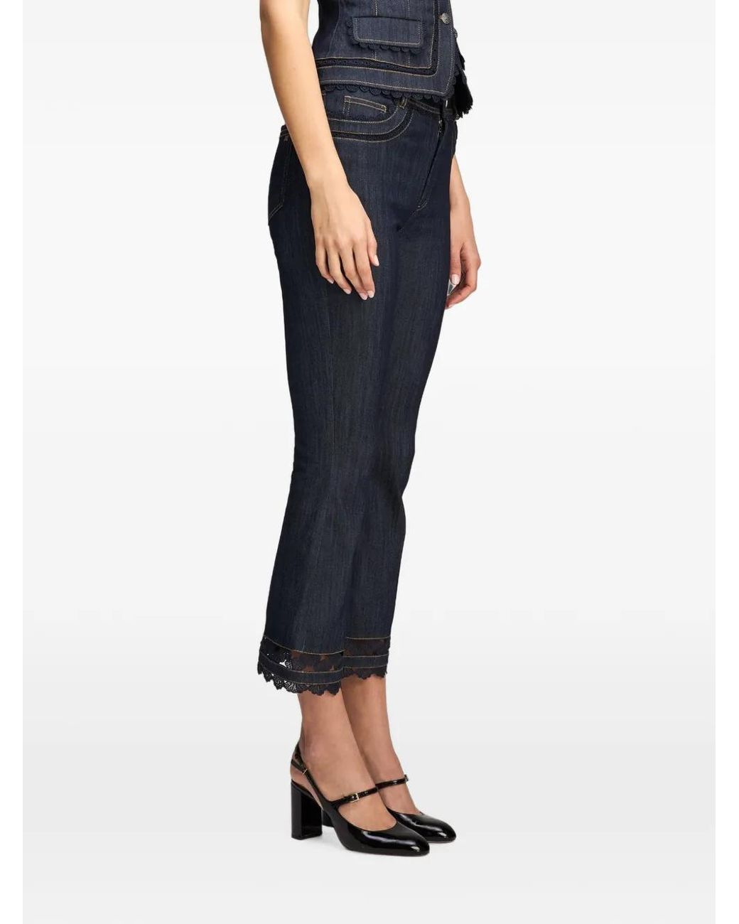 Cinq À Sept Blue Jean Stevie En Guipure Bordé De Dentelle