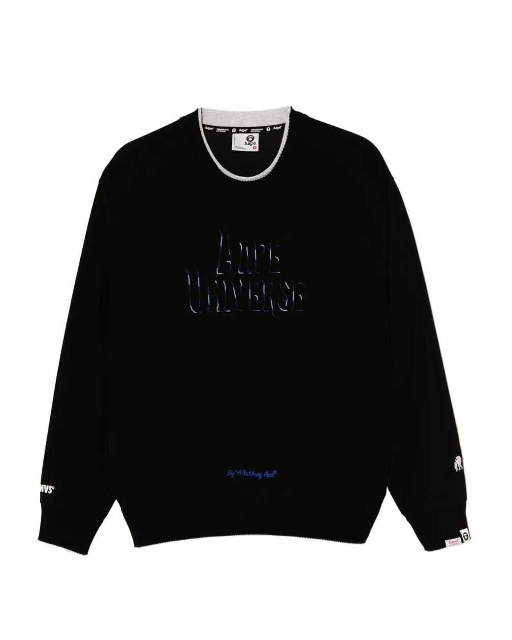 Aape By A Bathing Ape Black Logo-Embossed Sweatshirt for men