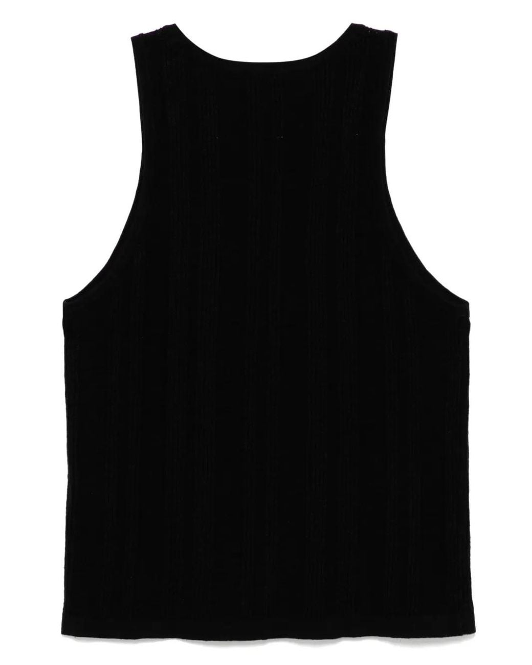 Commas Black Linen Cotton Tank for men