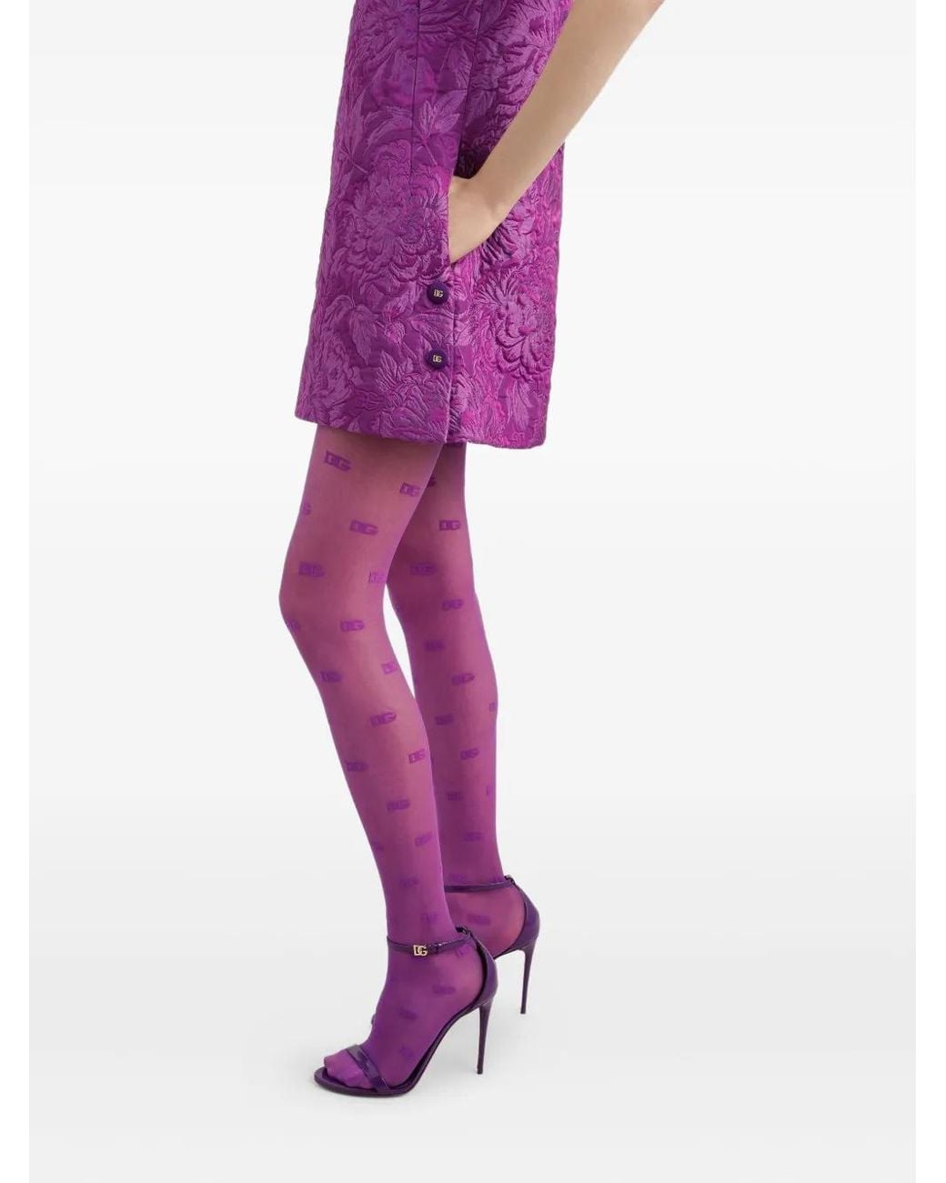 Dolce & Gabbana Purple Brocade Dress
