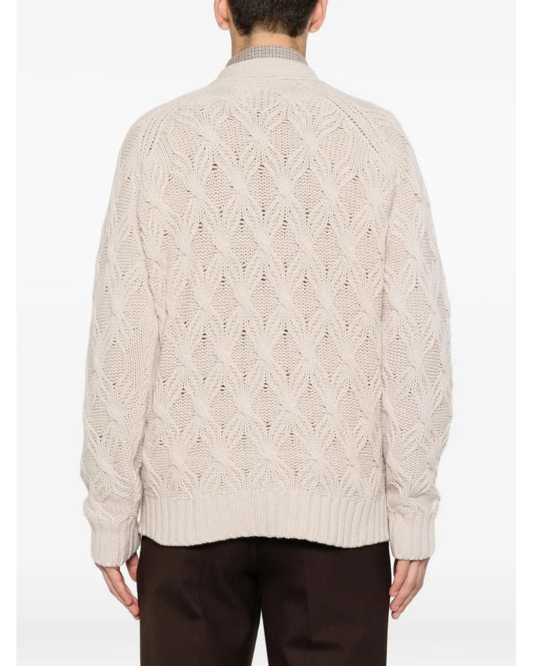 Eleventy Natural Cable-Knit Cardigan for men