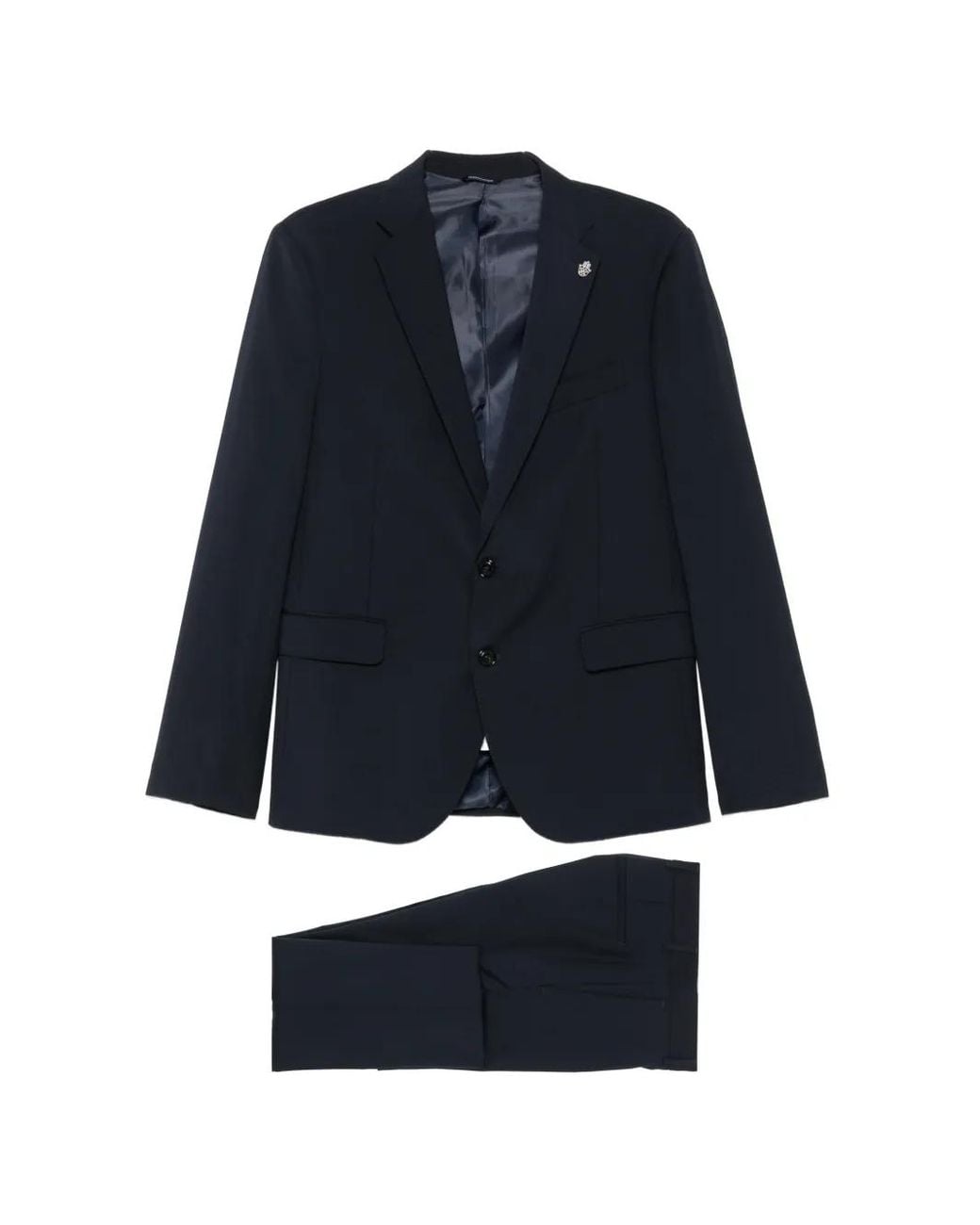 Daniele Alessandrini Blue Notched-Lapel Single-Breasted Suit for men