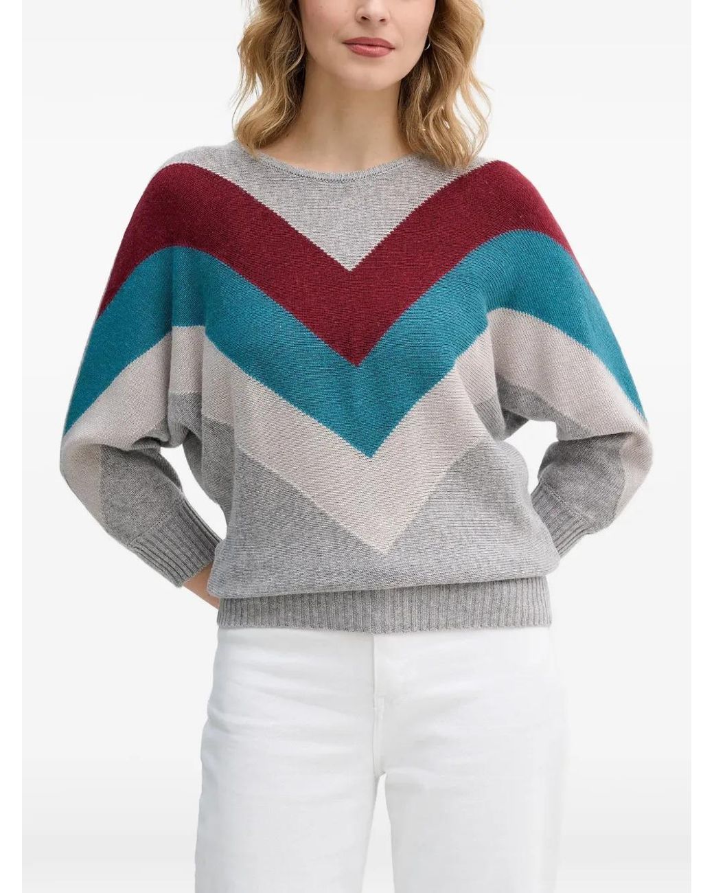 Benetton Gray Pullover Mit Chevron-Muster