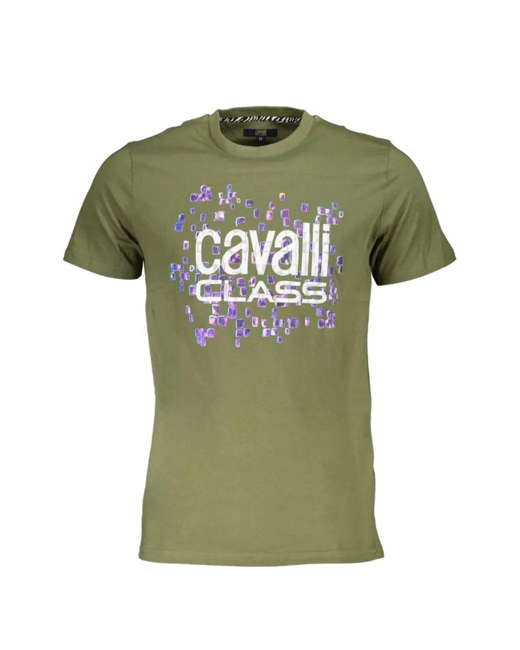 Roberto Cavalli Green Logo-Print T-Shirt for men