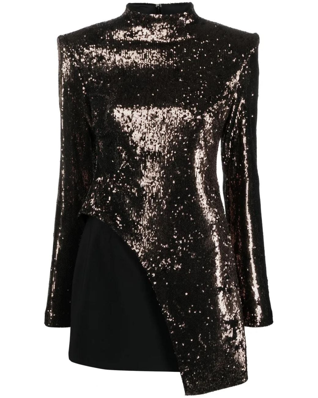 Genny Black Sequin-Embellished Layered Minidress