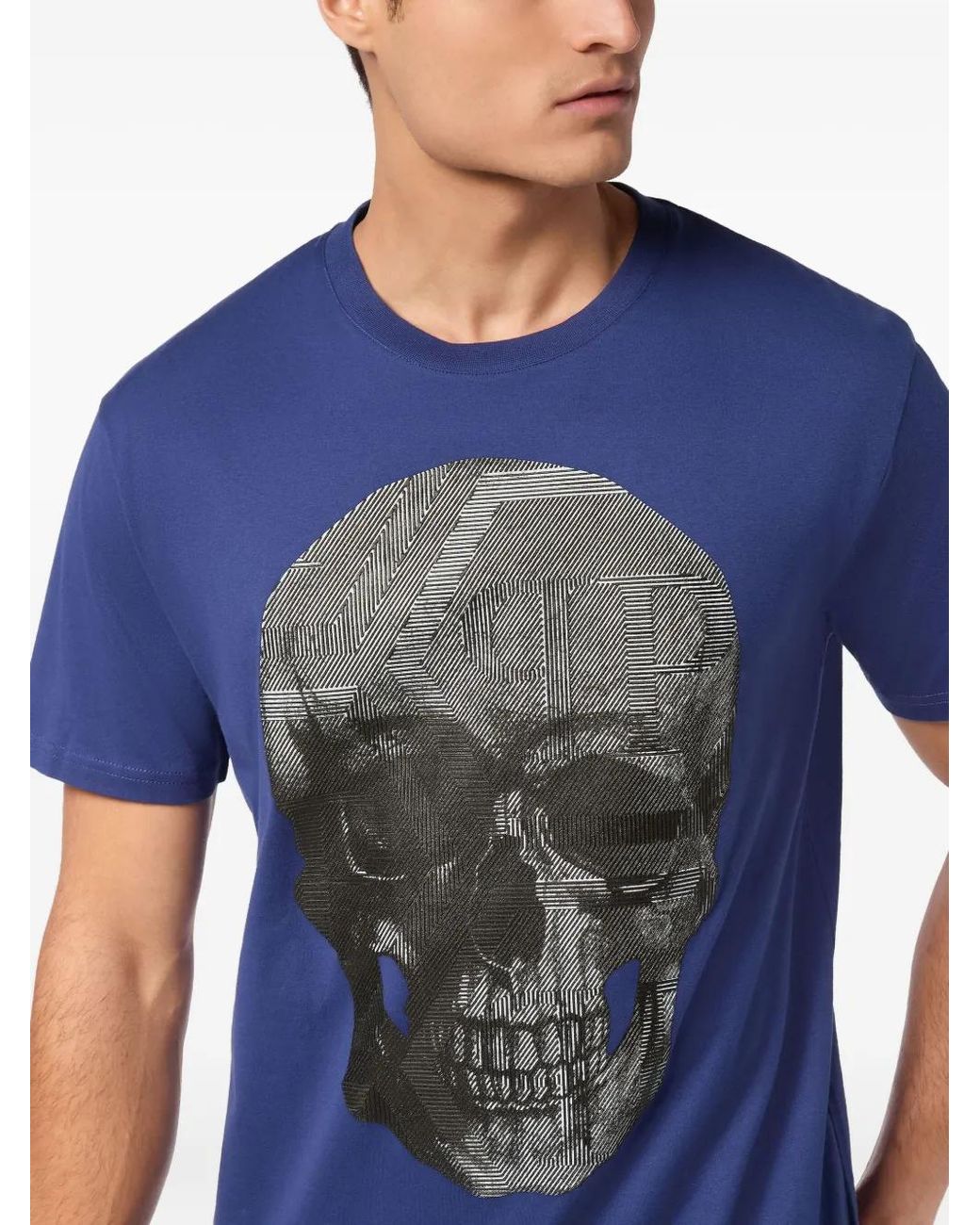 Philipp Plein Blue Skull T-Shirt for men