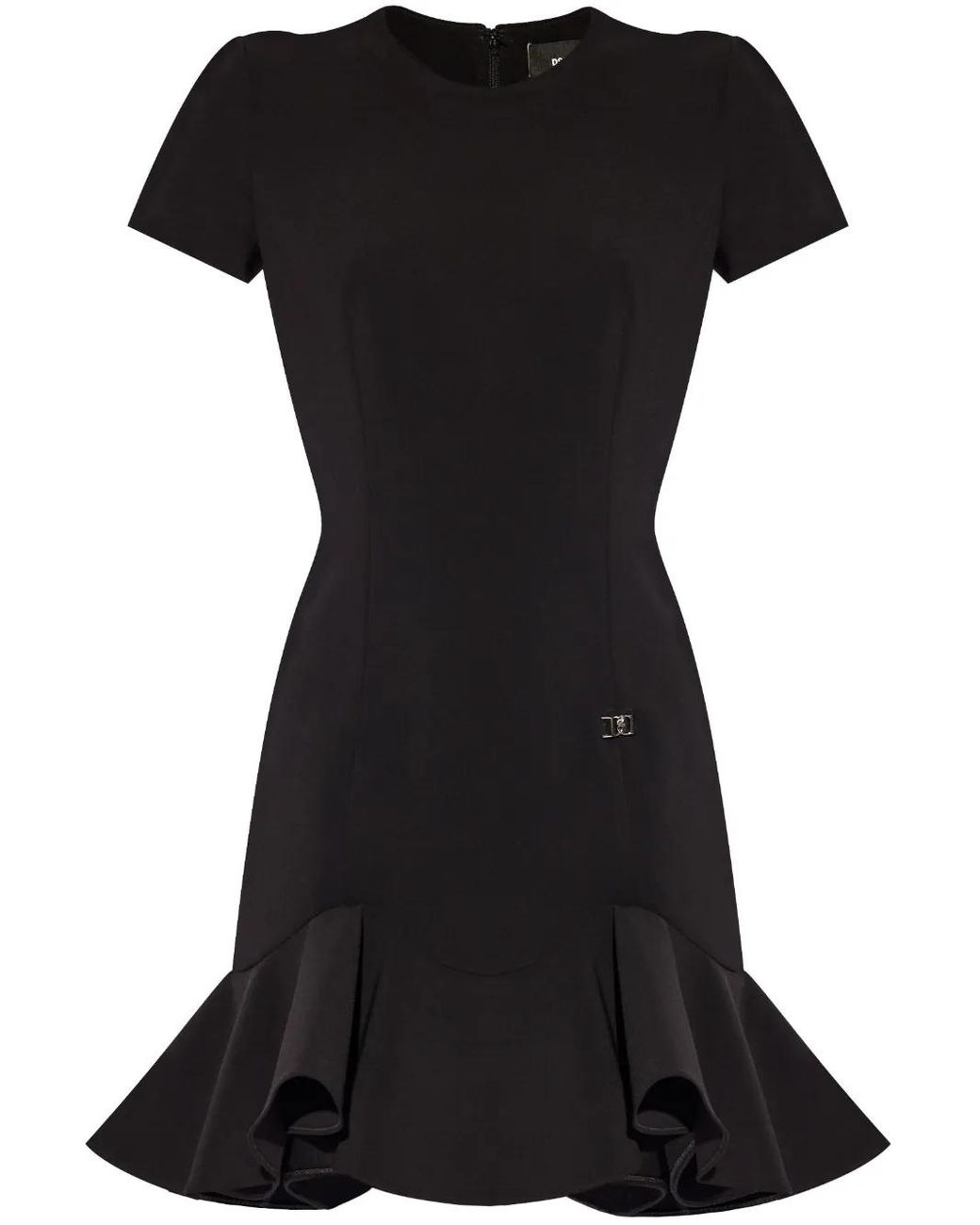 DSquared² Black Ruffled-Hem Mini Dress