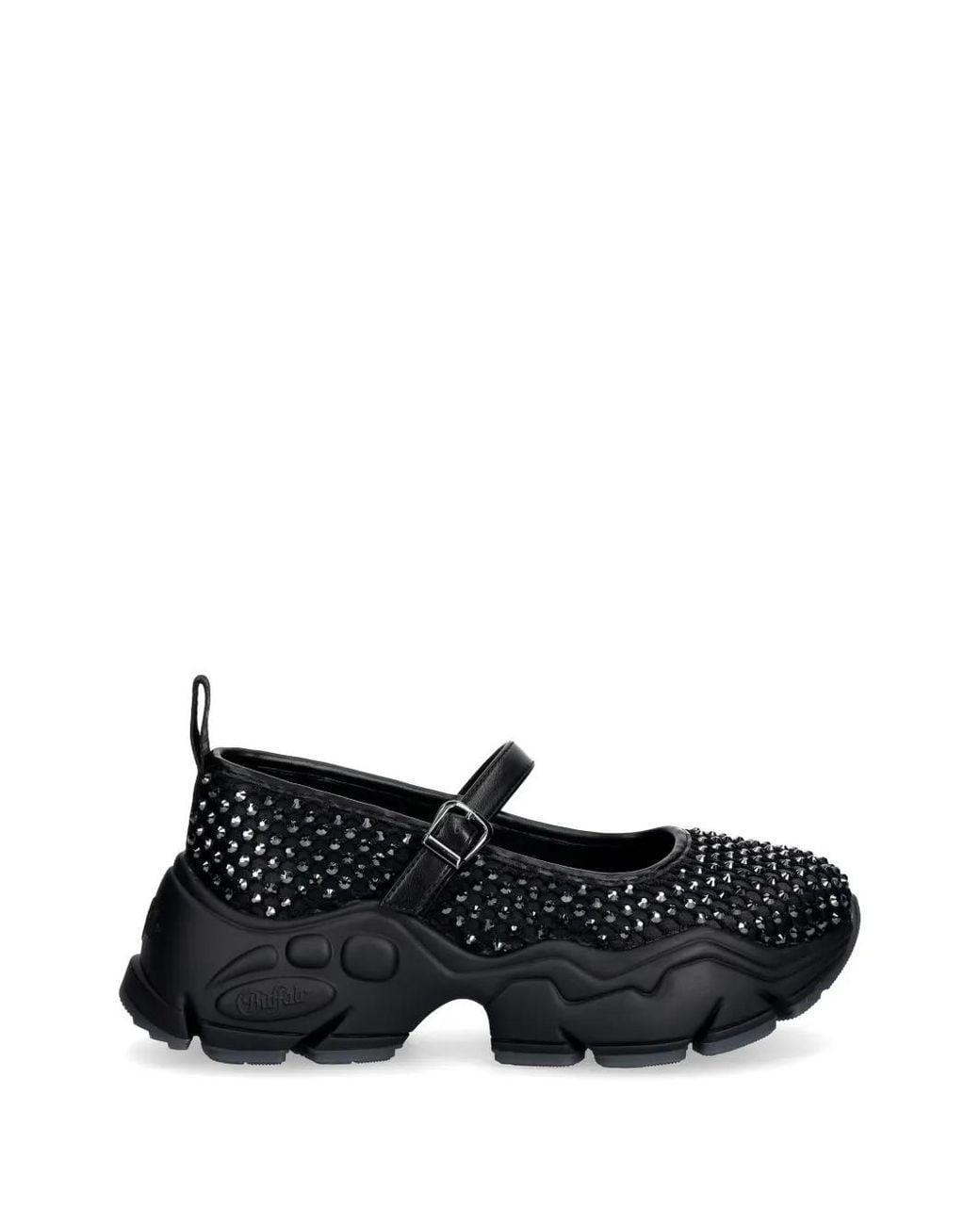 Buffalo Black Binary Ballerina Glam Crystal-Embellished Ballet Flats