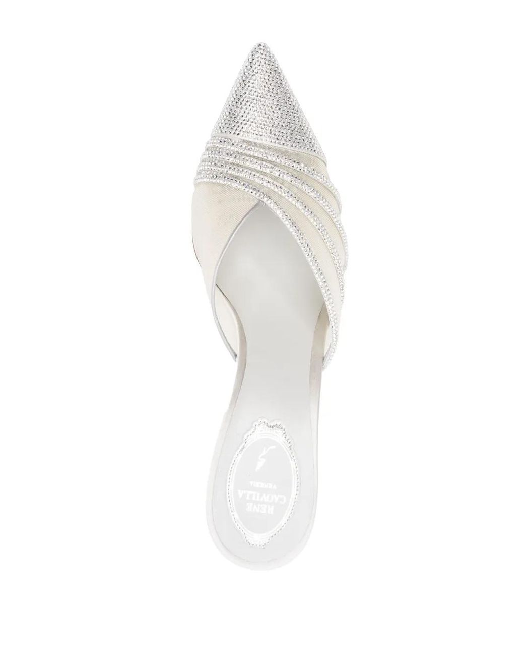 Rene Caovilla White Bridal 80Mm Crystal-Embellished Mules