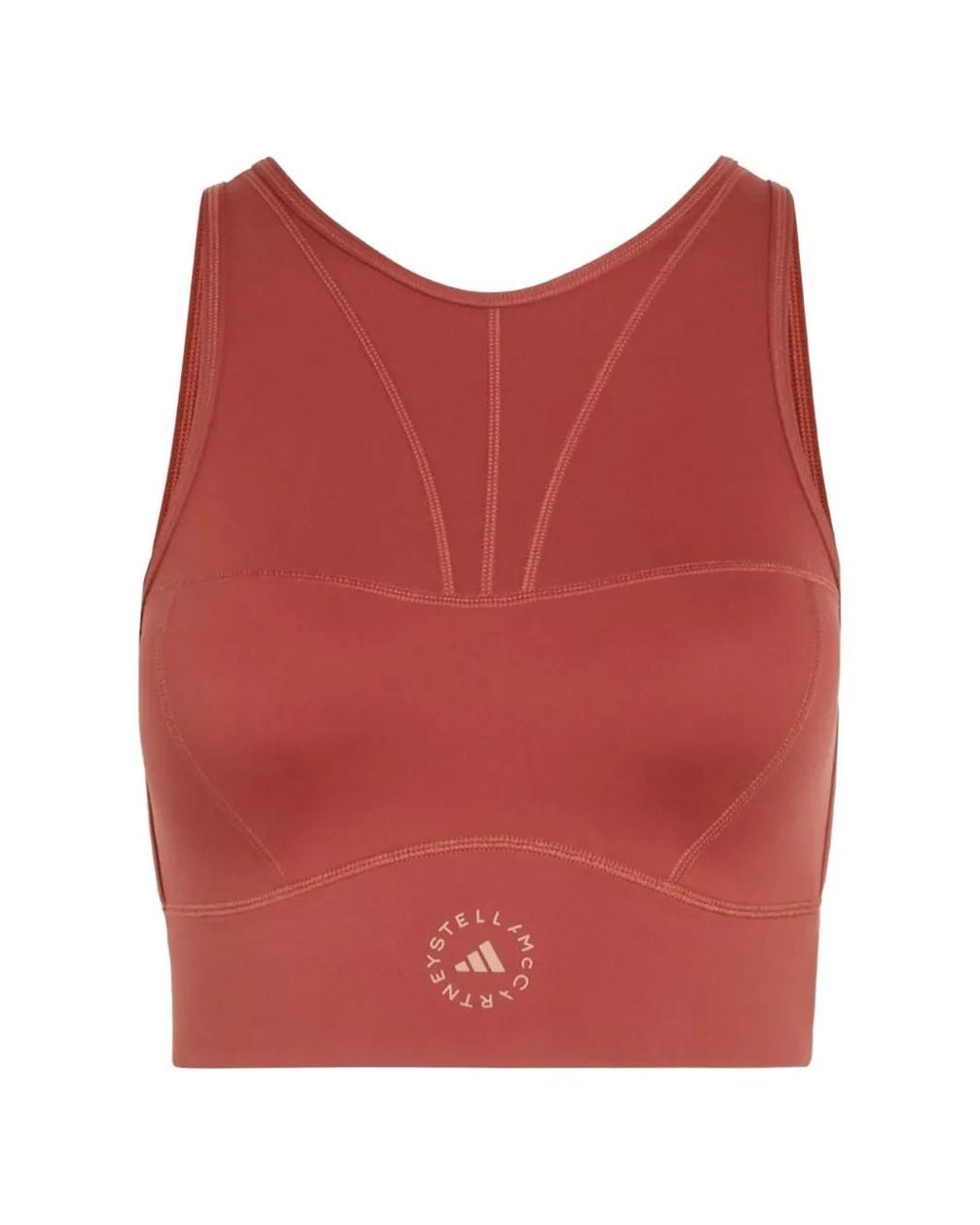 Adidas By Stella McCartney Red Cut-Out Logo-Print Top