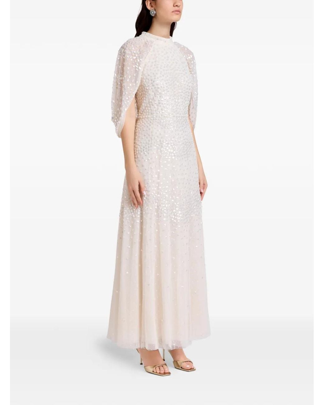 Needle & Thread White Beaded Maxi Dress