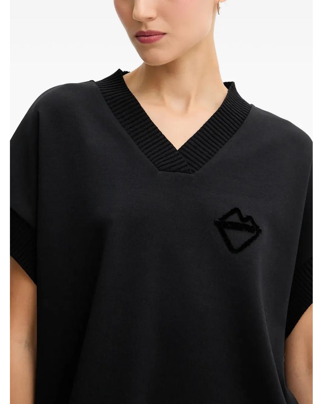 Iceberg Black V-Neck Logo Mini Dress